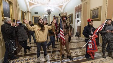 Manifestantes dentro del Capitolio