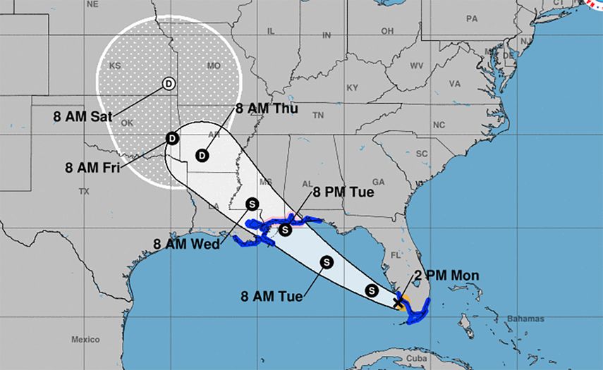 Proyección de la trayectoria de la tormenta tropical Gordon, acorde al informe del National Hurricane Center.