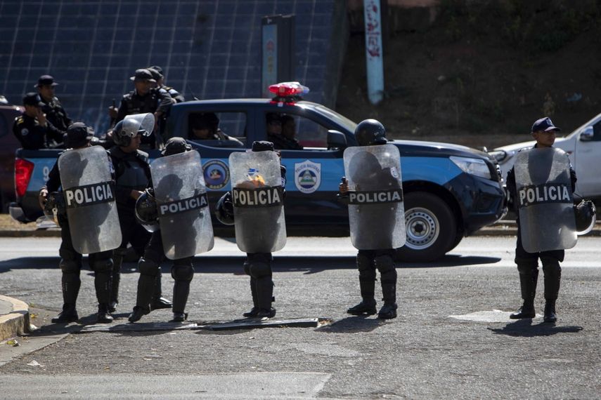 Cuerpo antimotín de la policia en Nicaragua.