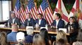 Ron DeSantis, gobernador de Florida, participa en la mesa redonda.