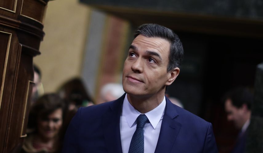 El presidente en funciones de España, Pedro Sánchez, en el Congreso de los Diputados en Madrid el 5 de enero del 2020.