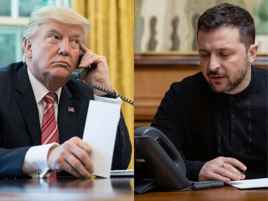 El presidente Donald Trump y su homólogo ucraniano Volodomir Zelenski durante una conversación telefónica.&nbsp;