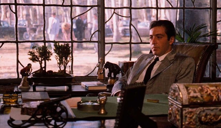 Al Pacino como Michael Corleone en El Padrino, parte II.