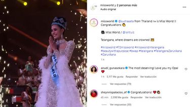 La ganadora del Miss Mundo se impuso en el evento celebrado en India.