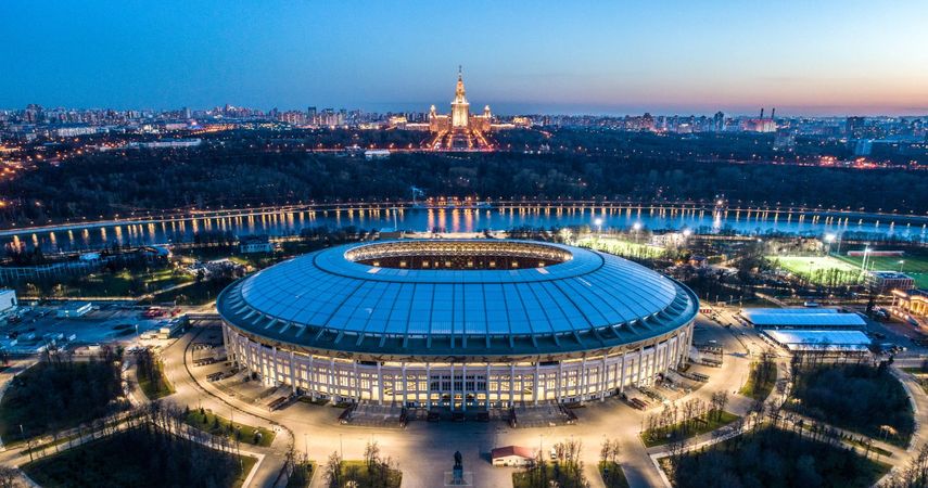 El escenario de la gran final, el estadio&nbsp;Luzhniki de Moscú.
