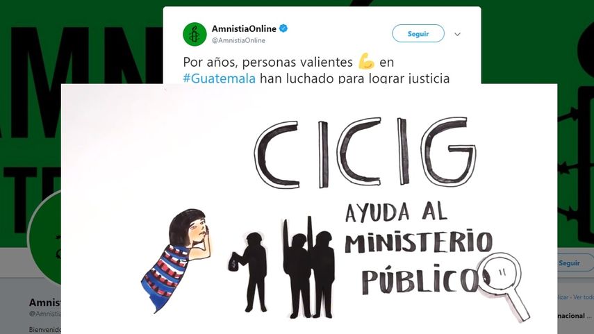 Imagen tomada de un video publicado por Amnistía Internacional en su cuenta oficial de Twitter sobre la situación de Guatemala.&nbsp;