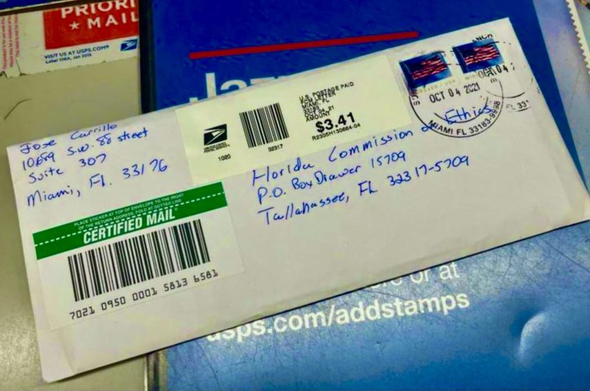 Carta enviada a la Comisión de Ética de Florida.&nbsp;