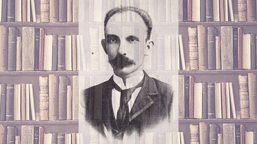 Collage de José Martí entre libros.&nbsp;