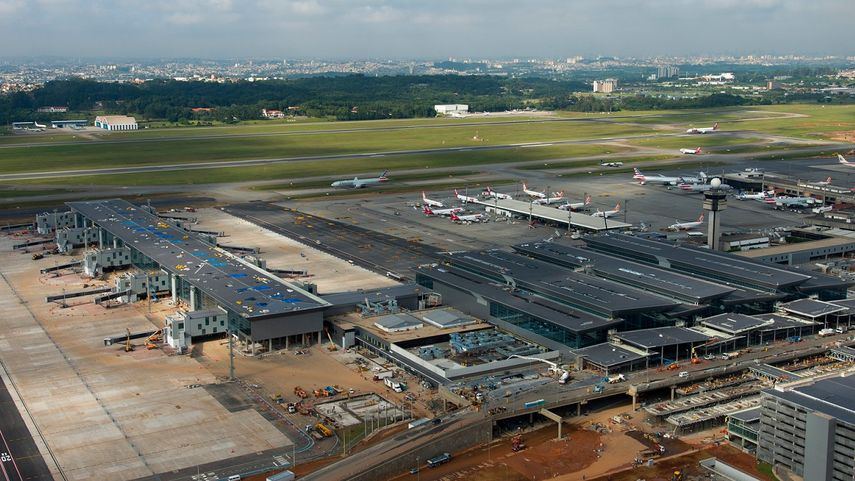 Vista parcial del&nbsp;aeropuerto internacional de Guarulhos, en la región metropolitana de Sao Paulo, Brasil.