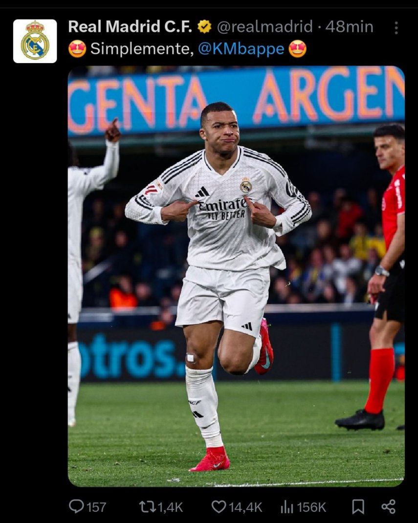 Kylian Mbappé celebra el gol anotado por el Real Madrid