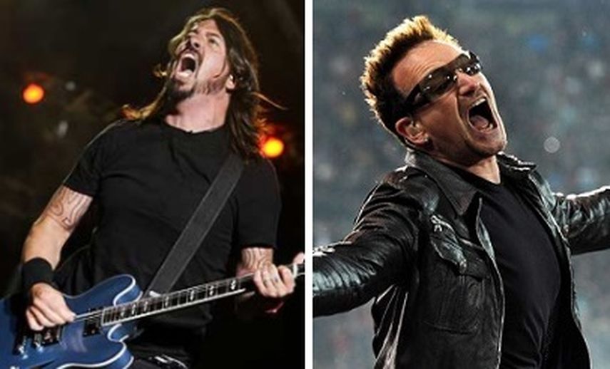 Los vocalistas de las bandas Foo Fighters y U2. (CORTESÍA)