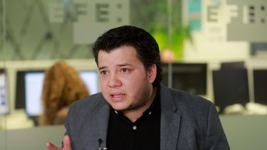 El periodista nicaragüense Wilfredo Ernesto Miranda Aburto, Premio Iberoamericano Rey de España de Periodismo, durante una entrevista con Efe.