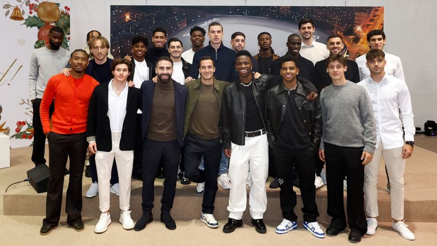 Jugadores del Real Madrid durante su habitual comida de Navidad