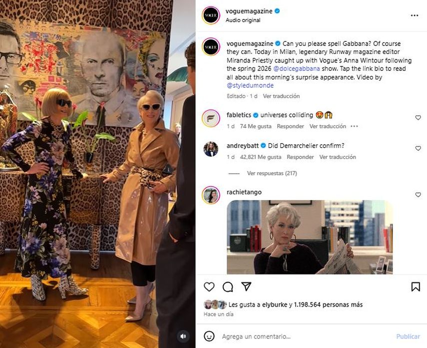 La actriz Meryl Streep y la editora Anna Wintour.