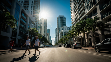 Calor sofocante en las calles de Miami.