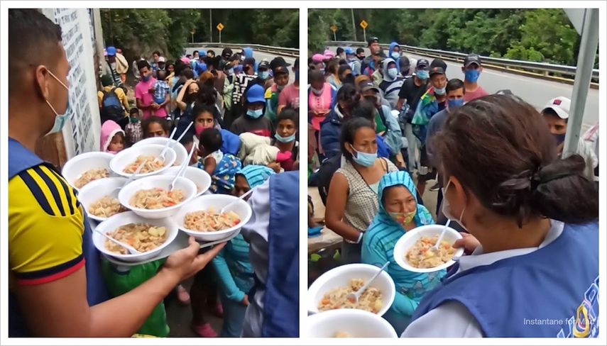 Migrantes venezolanos reciben alimentos del proyecto Hope For Venezuelan Refugees.&nbsp;