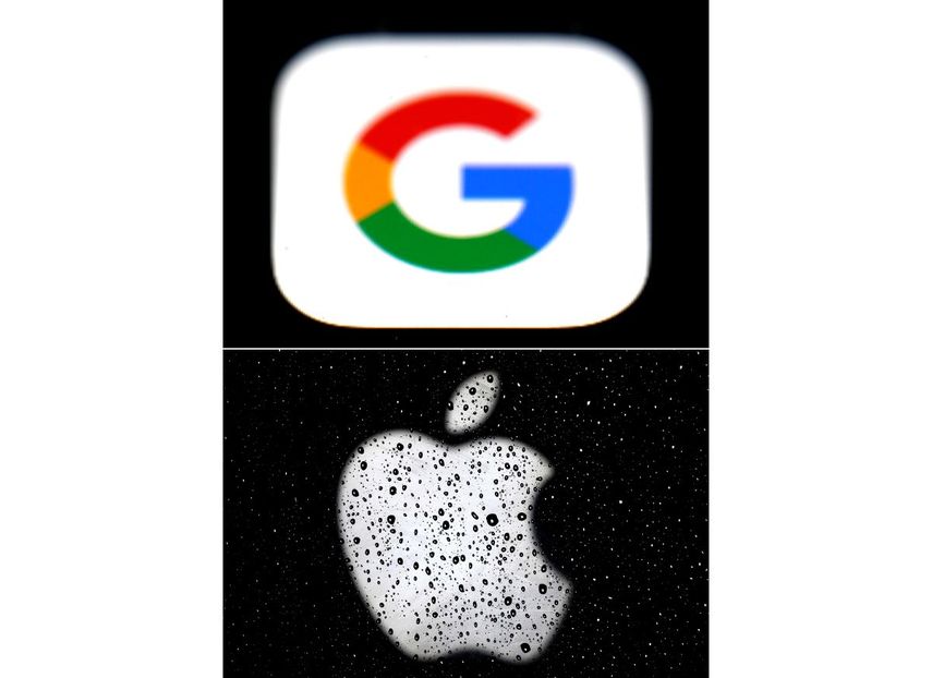 Fotos de los logotipos de Google y Apple.&nbsp;