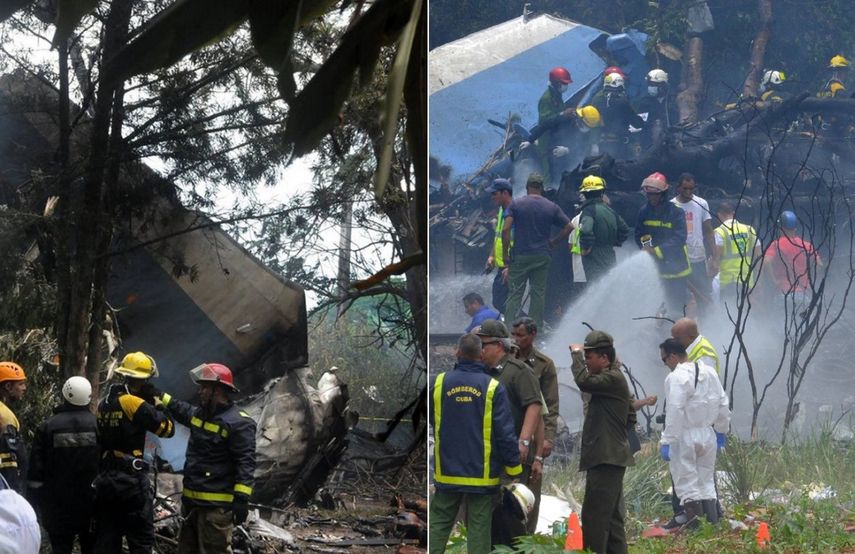 Imágenes difundidas en redes sociales sobre el accidente del avión de Cubana de Aviación este 18 de mayo en La Habana, Cuba.