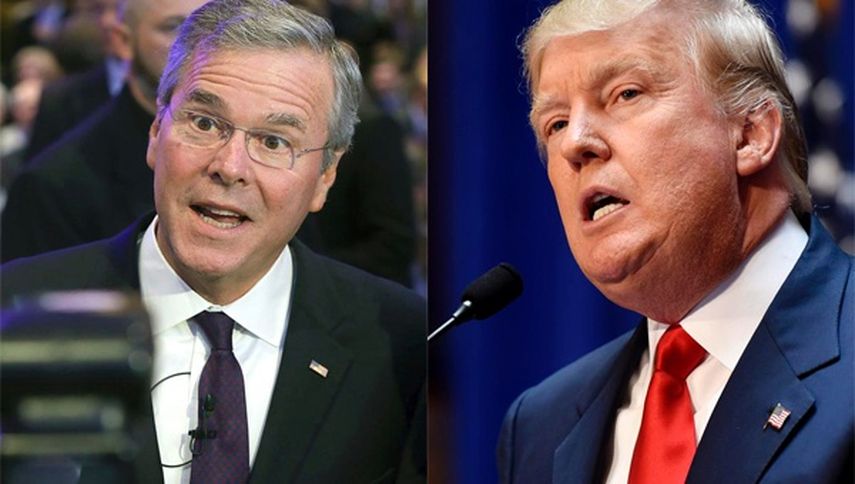 Jeb Bush (i) y Donald Trump, ahora enfrentados en una guerra de videos. (EFE/Archivo)