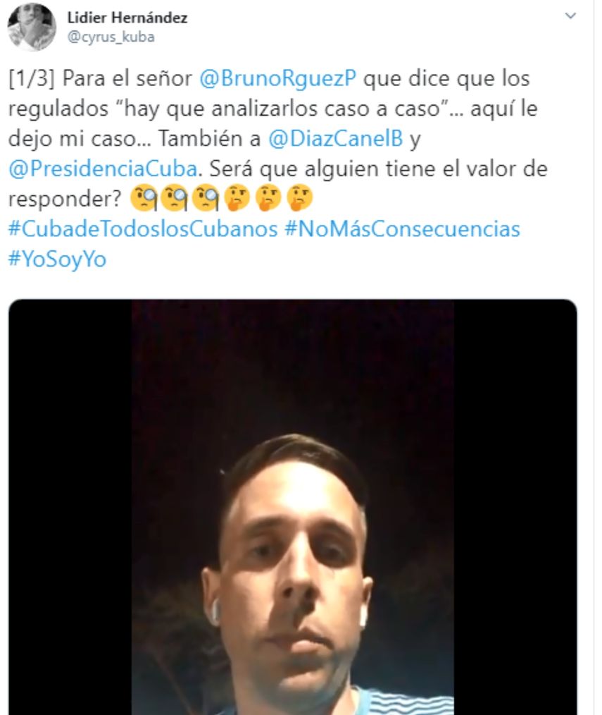 El activista Lidier Hern&aacute;ndez Sotolongo relata lo sucedido en su cuenta de Twitter.