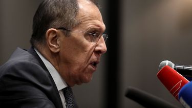 El canciller ruso Serguei Lavrov habla durante una rueda de prensa en Ciudad de M&eacute;xico, el jueves 6 de febrero de 2020.&nbsp;