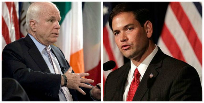 Los senadores republicanos Marco Rubio y Jhon Mccain se han ido distanciando de las posturas más sensibles con los inmigrantes ( Foto EFE Archivo)