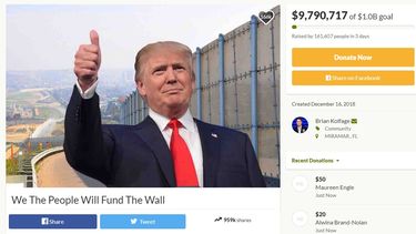 Imagen de la campaña lanzada por un veterano de guerra de EEUU para lograr los fondos para el muro fronterizo con México.