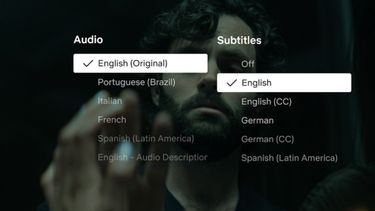 Opciones de subtítulos en Netflix.