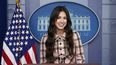 La cantante pop Olivia Rodrigo participa en la conferencia de prensa de la Casa Blanca el miércoles 14 de julio de 2021 en Washington. Rodrigo estaba en la Casa Blaca para filmar un anuncio para promover la vacunación contra el COVID-19 entre los jóvenes.