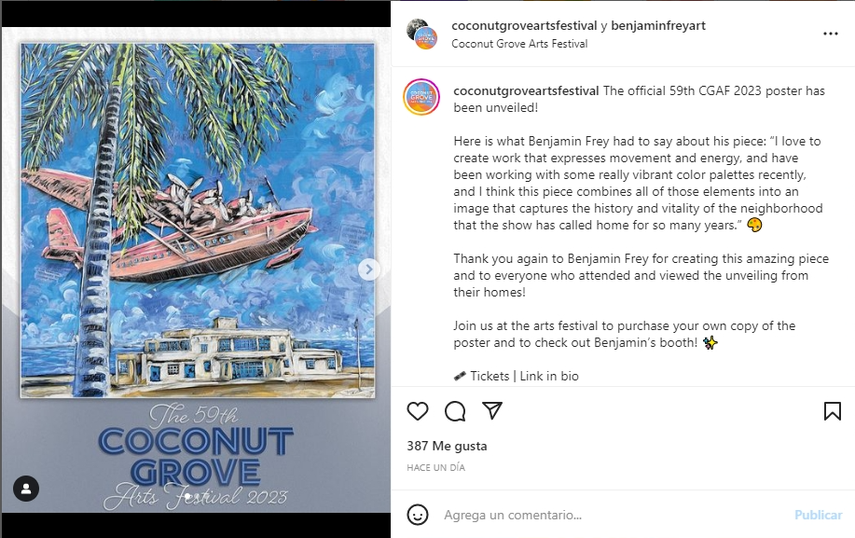 Develan el cartel oficial de la 59th edición del Coconut Grove Arts Festival.