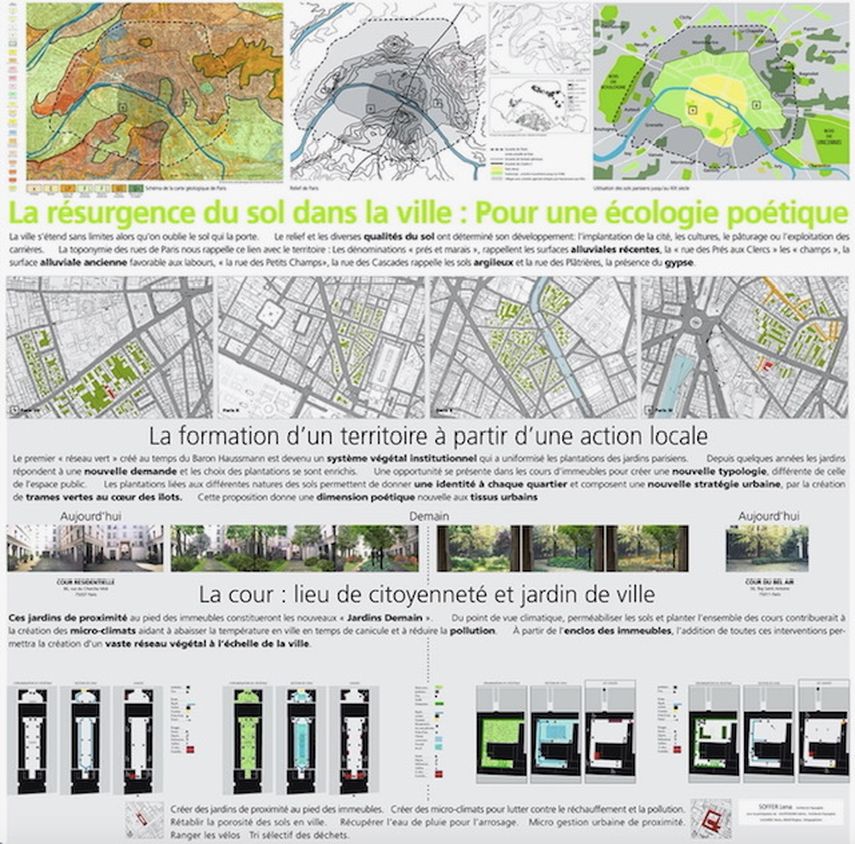 “Tomando en cuenta que ya no quedan espacios libres para crear grandes jardines urbanos, propongo la plantación en los patios para convertirlos en el primer jardín de cada habitante, vinculándolos a la historia y geografía de su distrito”. - Lena Soffer, 2015.