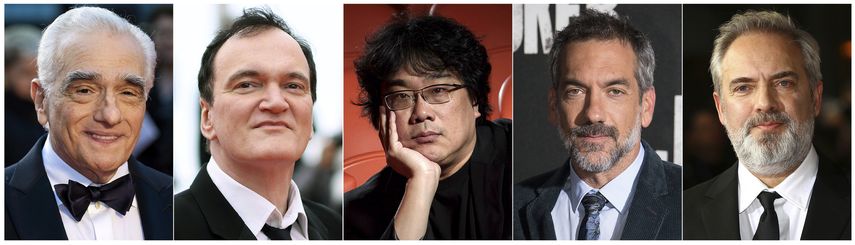 En esta combinaci&oacute;n de fotos, de izquierda a derecha, los nominados al Oscar al mejor director Martin Scorsese por The Irishman, Quentin Tarantino por Once Upon a Time...in Hollywood, Bong Joon Ho por Parasite, Todd Phillips por Joker y Sam Mendes por 1917.