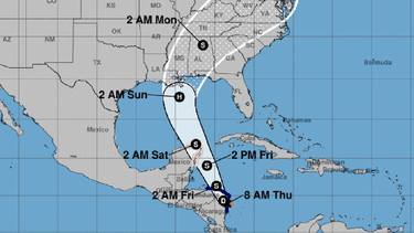 Esta imagen recoge el cono de proyección del ciclón Nate.