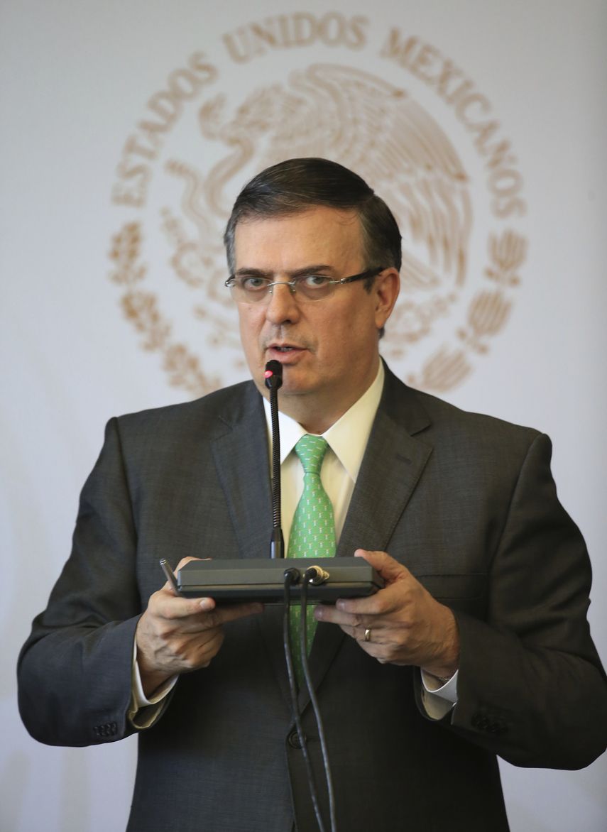El canciller mexicano Marcelo Ebrard durante una conferencia de prensa en la Ciudad de México el lunes 15 de julio de 2019.&nbsp;