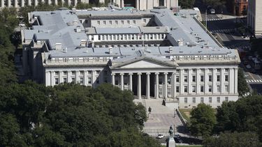 Imagen aérea del Departamento del Tesoro en Washington.