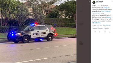 Foto de un auto de la Polic&iacute;a de Boynton Beach publicada en enero de 2020 en la cuenta de Twitter de&nbsp;Scott Goldsmith.