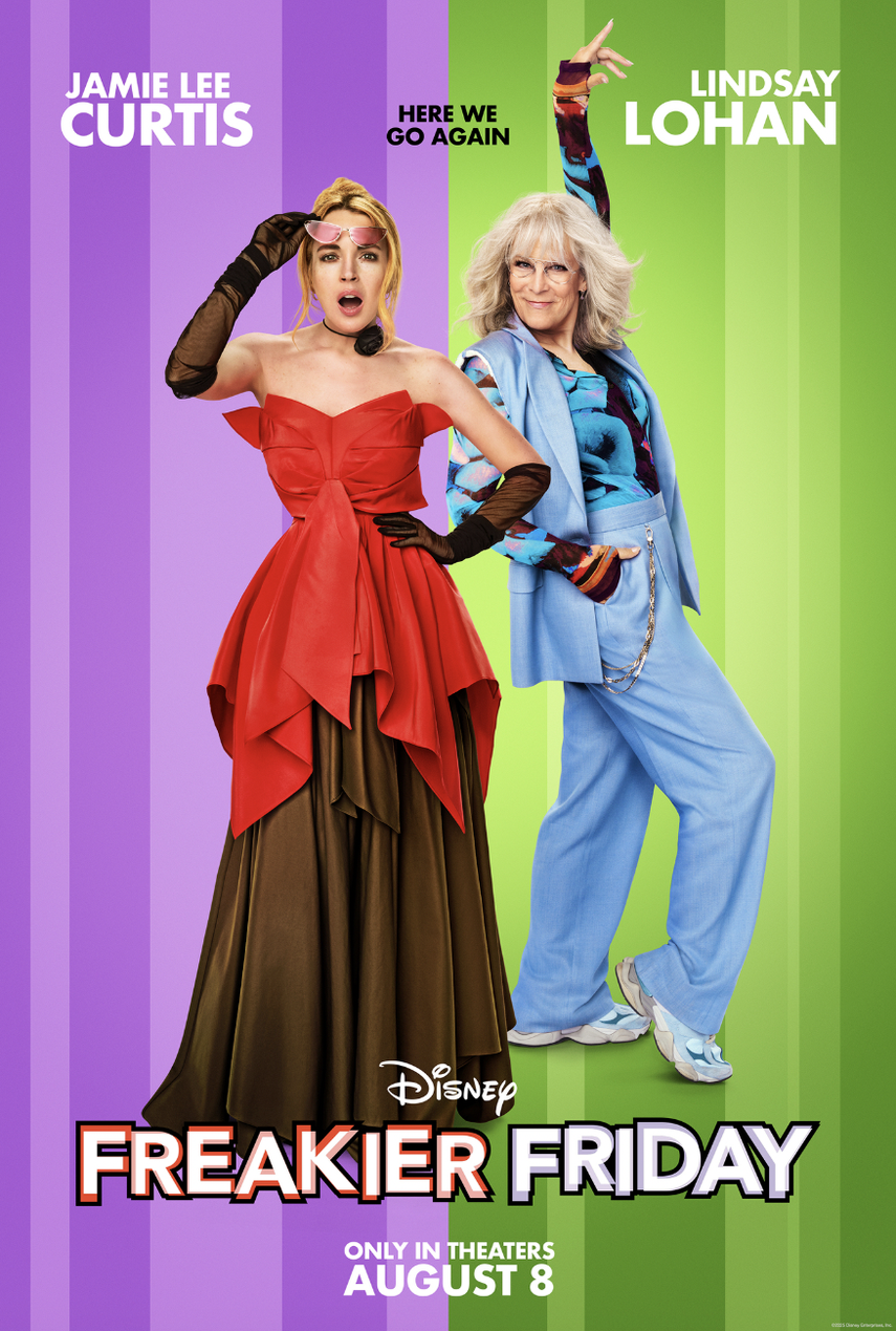 Póster de la película Freakier Friday, protagonizada por Jamie Lee Curtis y Lindsay Lohan.