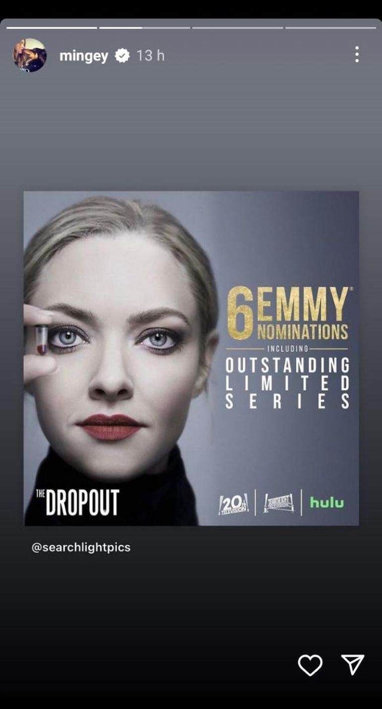 Amanda Seyfried, de The Dropout, es nominada a mejor actriz en una serie limitada o película hecha para televisión en los premios Emmy.