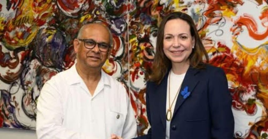 Albert Ramdin y María Corina Machado sostuvieron un importante encuentro. (OEA)