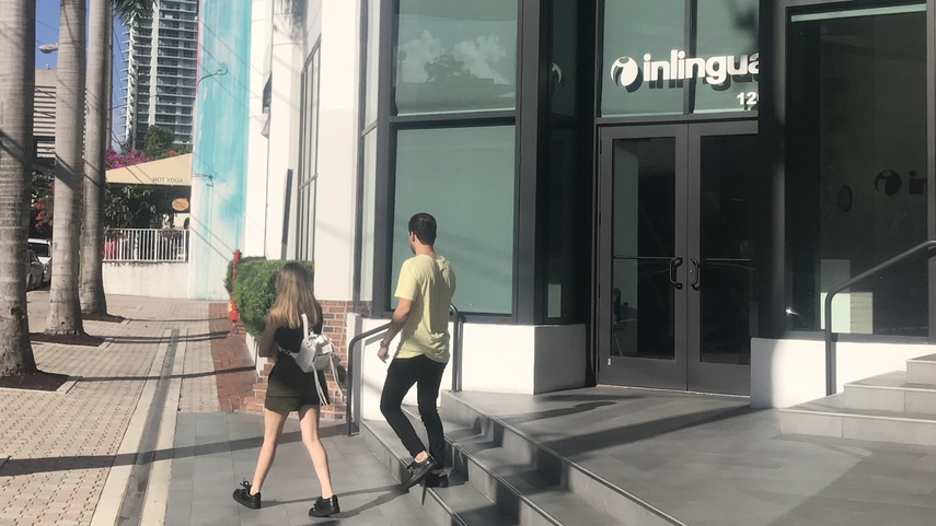La sucursal de Inlingua en el sector miamense de Brickell permanecía cerrada este jueves.