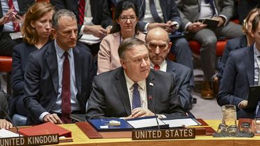El secretario de Estado de EEUU, Mike Pompeo, en sesi&oacute;n sobre Venezuela en el Consejo de Seguridad de la ONU el 26ENE19.