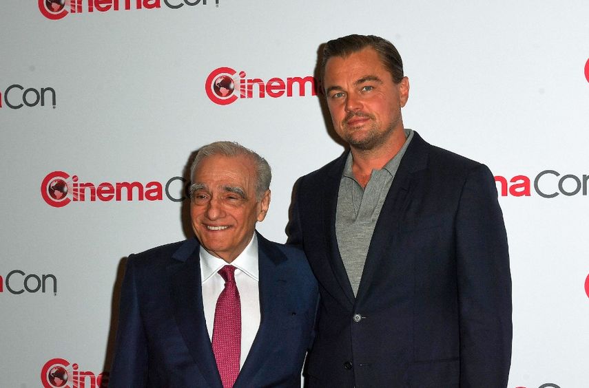 El director de cine estadounidense Martin Scorsese, ganador del premio Leyenda del Cine, y el actor estadounidense Leonardo DiCaprio llegan a los premios Big Screen Achievement Awards durante CinemaCon 2023 en Caesars Palace en Las Vegas, Nevada, el 27 de abril de 2023.