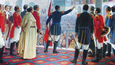 Proclamaci&oacute;n de la Independencia del Per&uacute; , &oacute;leo sobre lienzo del pintor peruano Juan Lepiani en 1904.&nbsp;