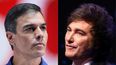 El primer ministro de España, Pedro Sánchez,y el presidente de Argentina, Javier Milei.