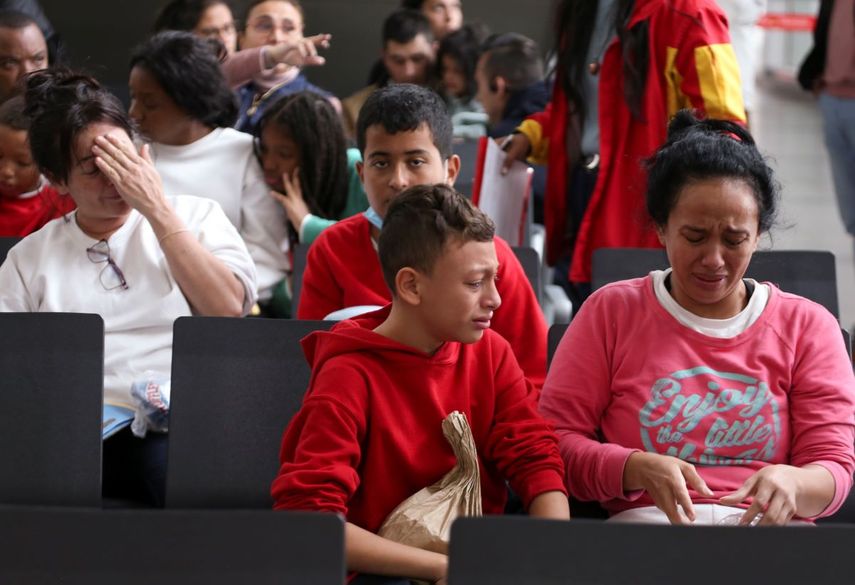 &nbsp;Migrantes colombianos deportados de Estados Unidos al aeropuerto de Bogotá, Colombia, el jueves 11 de mayo de 2023.&nbsp;