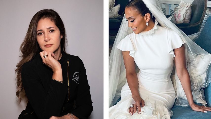 Combinación de fotos, la manicurista Monika Morales y Jennifer López el día en que celebró su segunda boda con Ben Affleck.&nbsp;