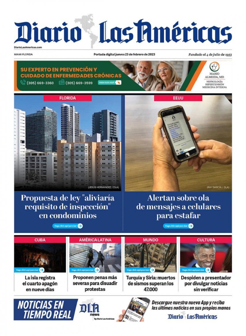Portada digital del jueves 23 de febrero de 2023