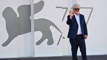 Pedro Almod&oacute;var posa en la alfombra roja de la 77ma edici&oacute;n del Festival de Cine de Venecia.
