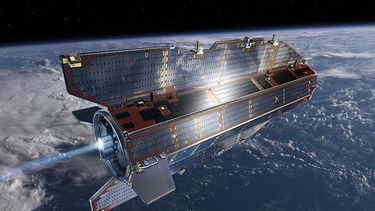 Imagen del satélite GOCE proporcionada por la Agencia Espacial Europea (ESA) que se quedó sin combustible y cayó a tierra el domingo por la noche sin daños reportados. (Foto AP/Agencia Espacial Europea ESA)