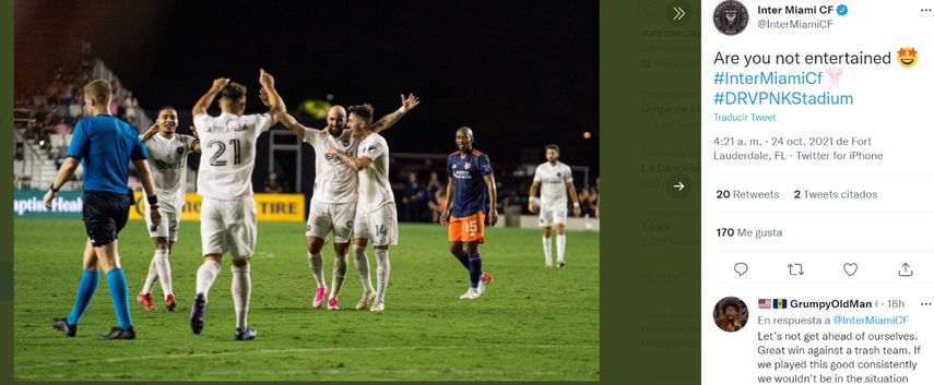 Gonzalo Higuaín celebra junto a los compañeros el triunfo del Inter Miami sobre el FC Cincinnati